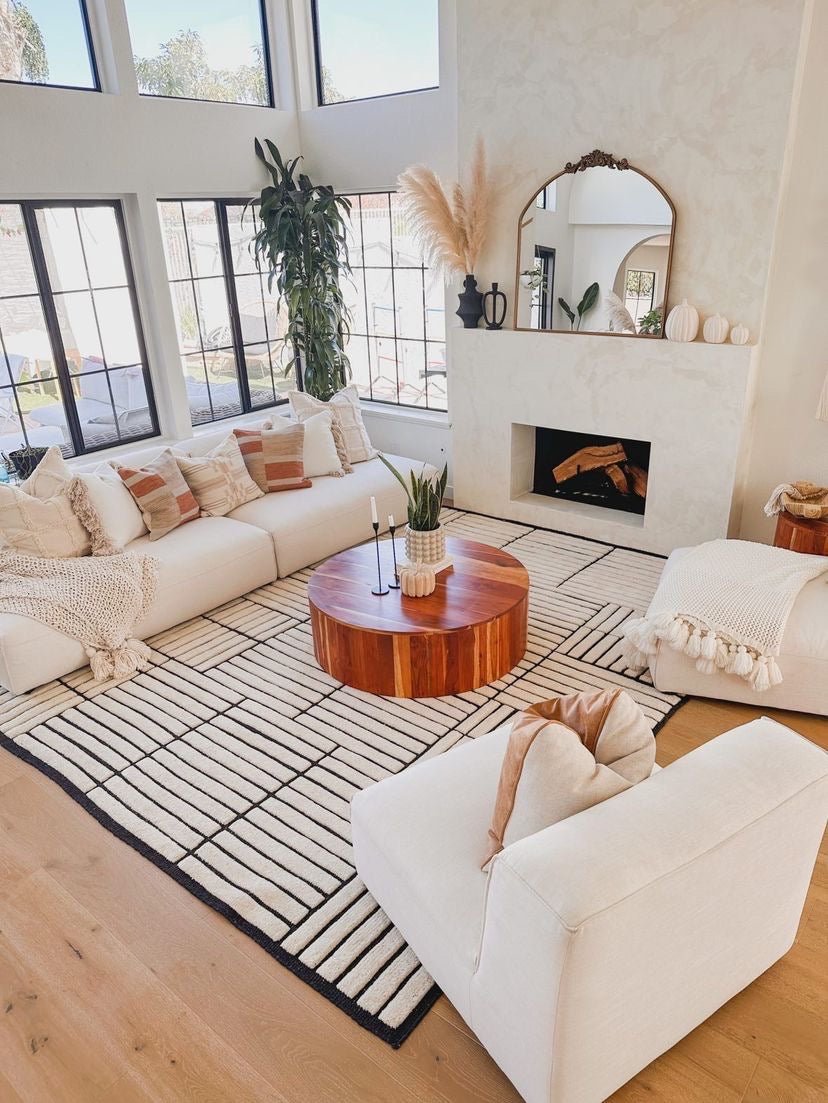 Busa Designs Handwoven Cotton Pillow Cover 18x18 - Southwestern Aztec Beige Orange