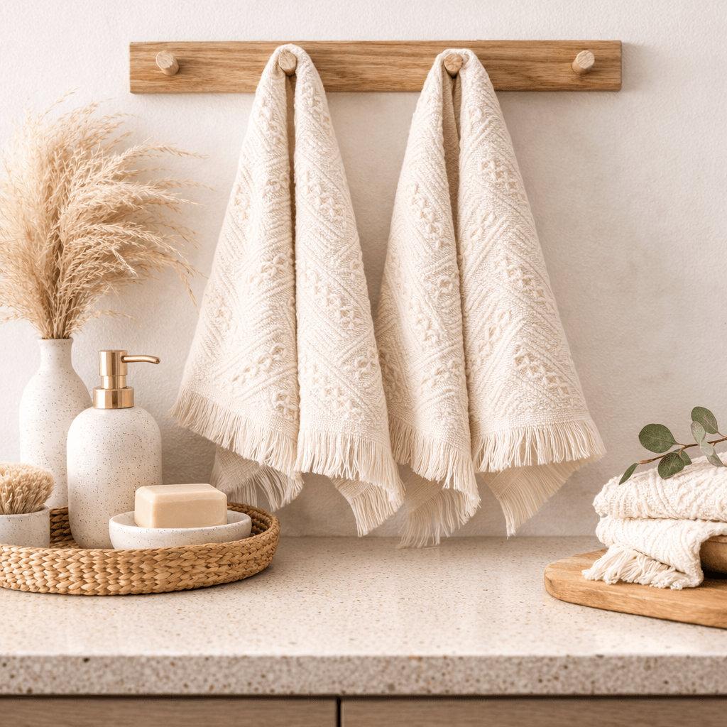 Busa Designs Luma Turkish Cotton Hand Towels with Fringe Detail