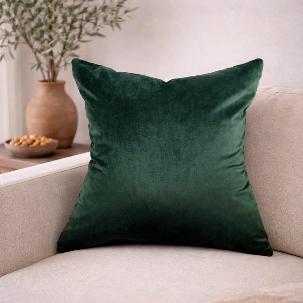 Busa Designs Luxor Hunter Green Velvet Throw Pillow Cover, 20x20"