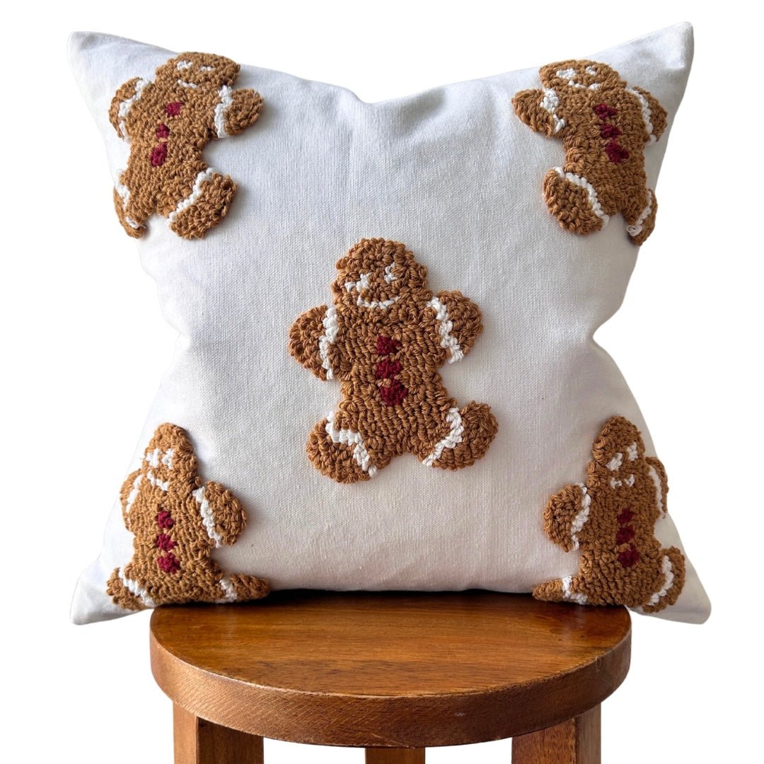 Busa Designs Mini Gingerbread Christmas Throw Pillow Cover