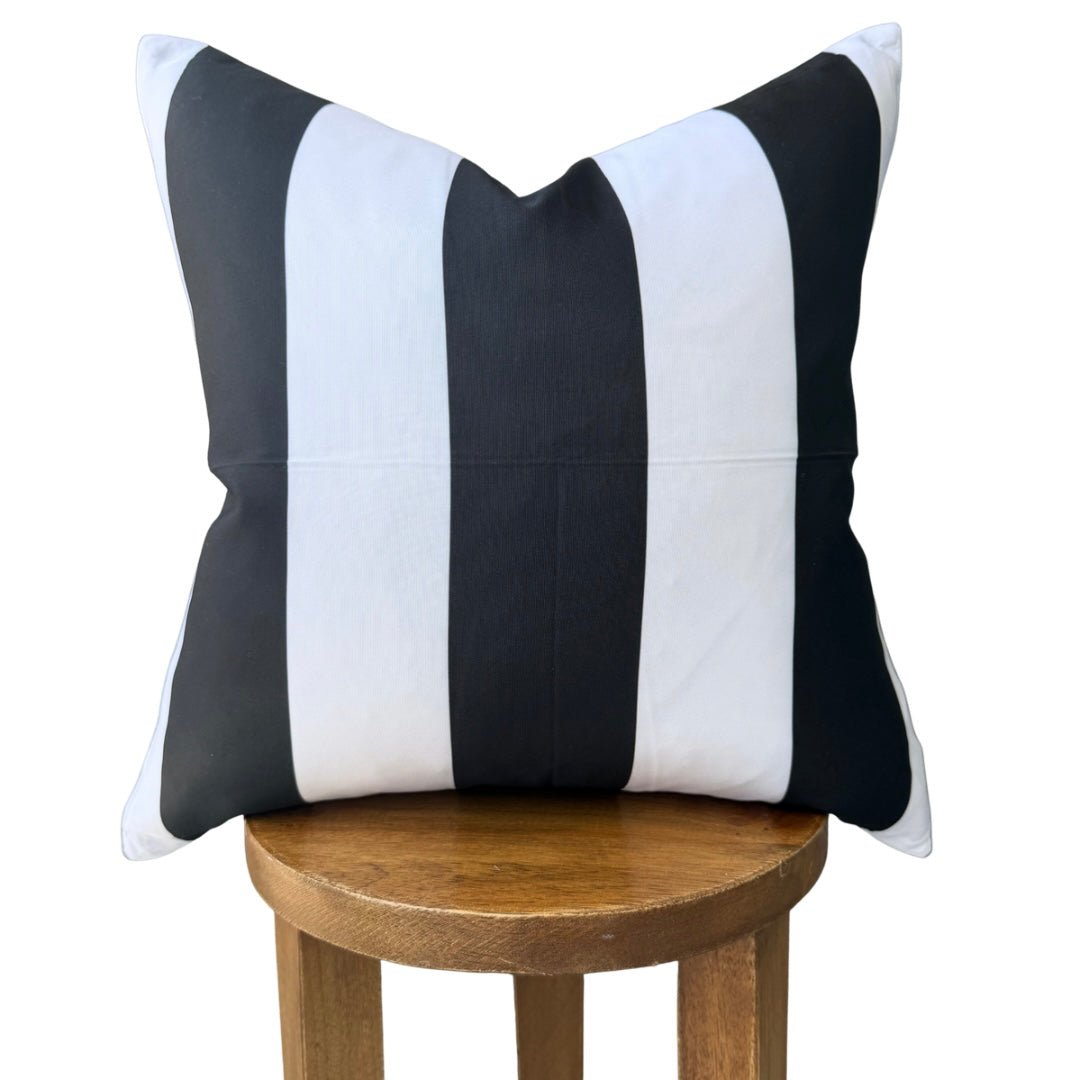 Busa Designs Monaco Striped Outdoor Pillow Cover, 18x18" | Cream & Black