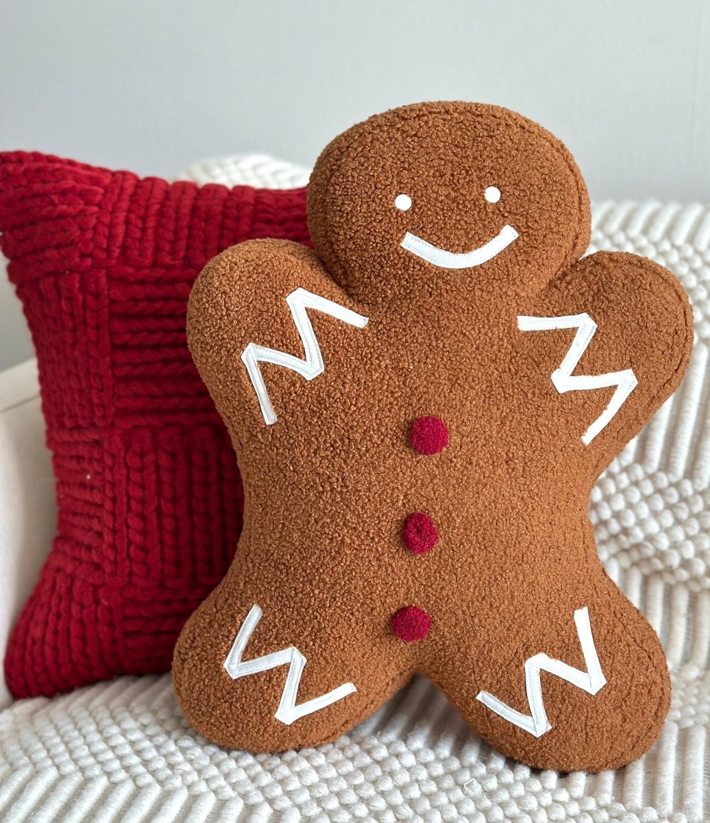 Busa Designs Mr. Gingerbread Shaped Pillow