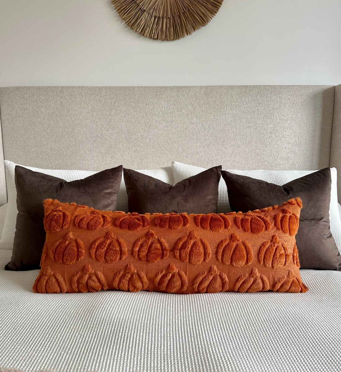 Busa Designs Oversized Burnt Orange Pumpkin Lumbar Pillow Cover