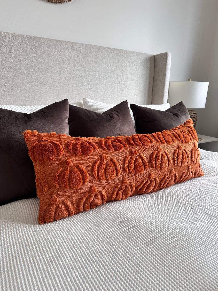 Busa Designs Oversized Burnt Orange Pumpkin Lumbar Pillow Cover