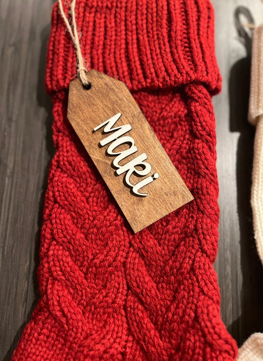 Busa Designs Red Knitted Christmas Stocking