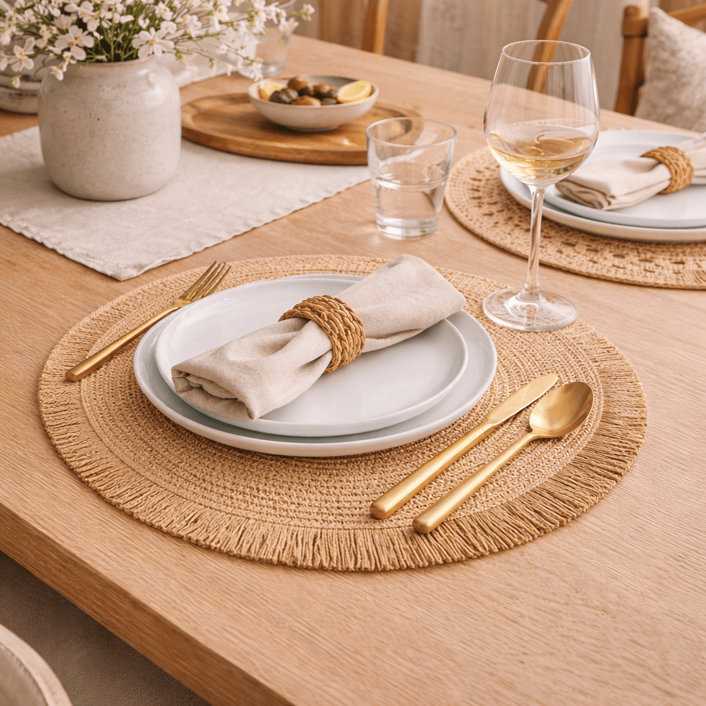 Busa Designs Santorini 15" Straw Fringe Placemats
