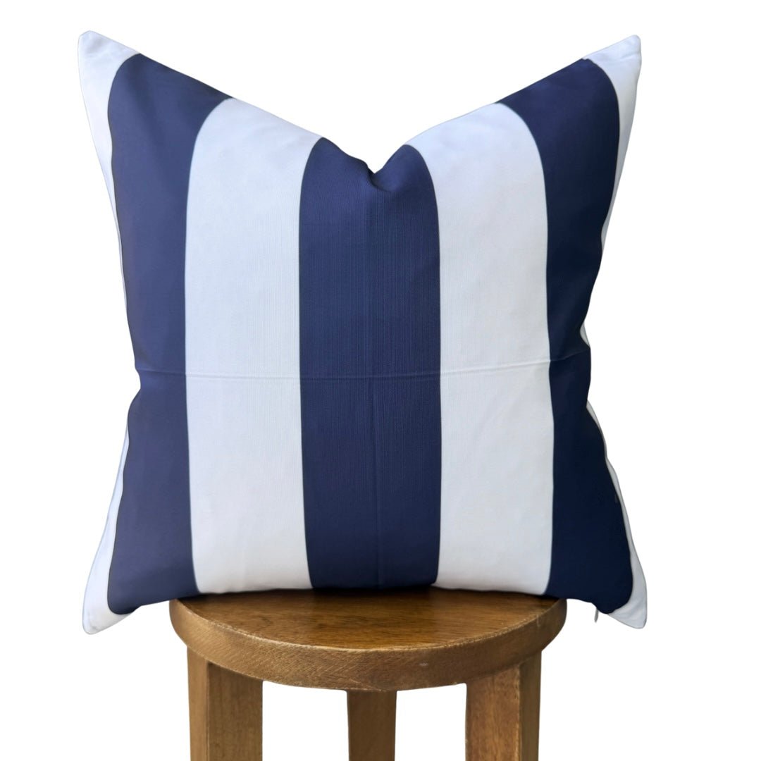 Busa Designs Santorini Striped Outdoor Pillow Cover, 18x18" | Cream & Navy