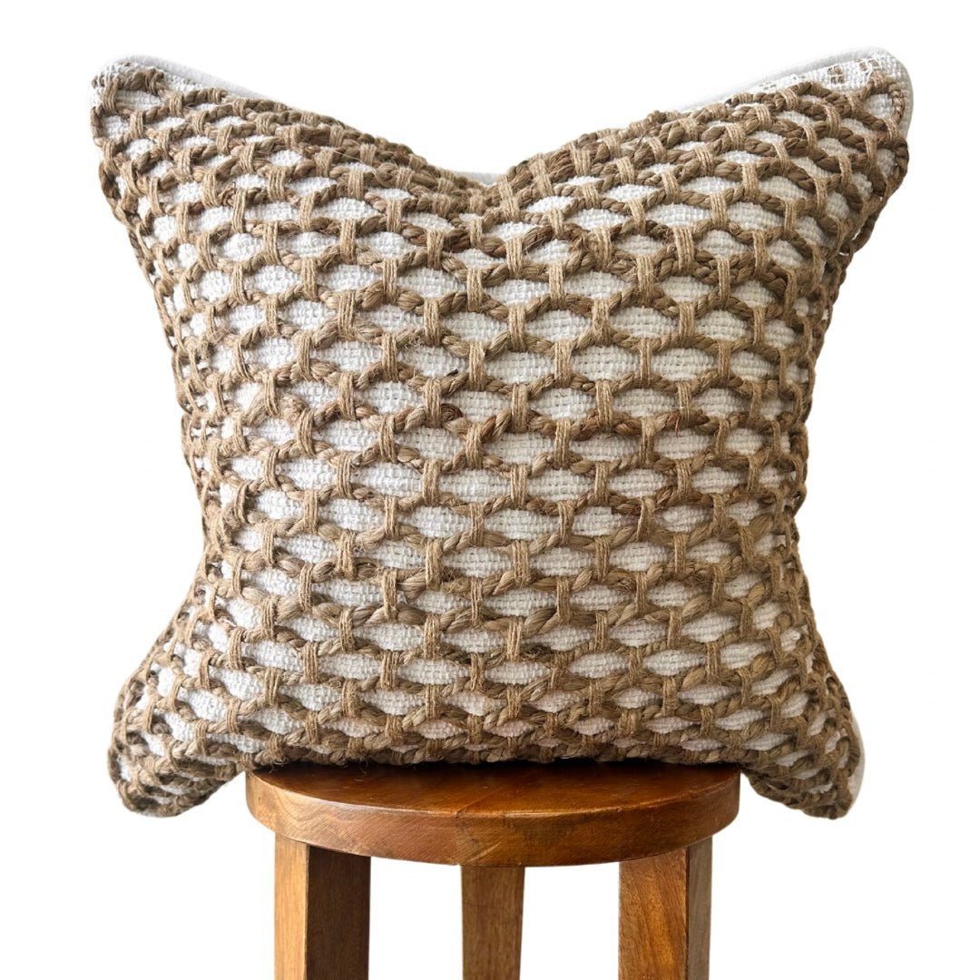 Busa Designs Tuban Braided Jute Boho Chic Pillow Cover