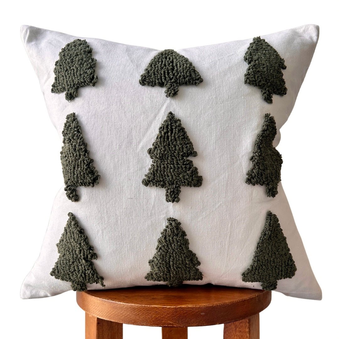 Busa Designs Tufted Christmas Tree Pillow Cover