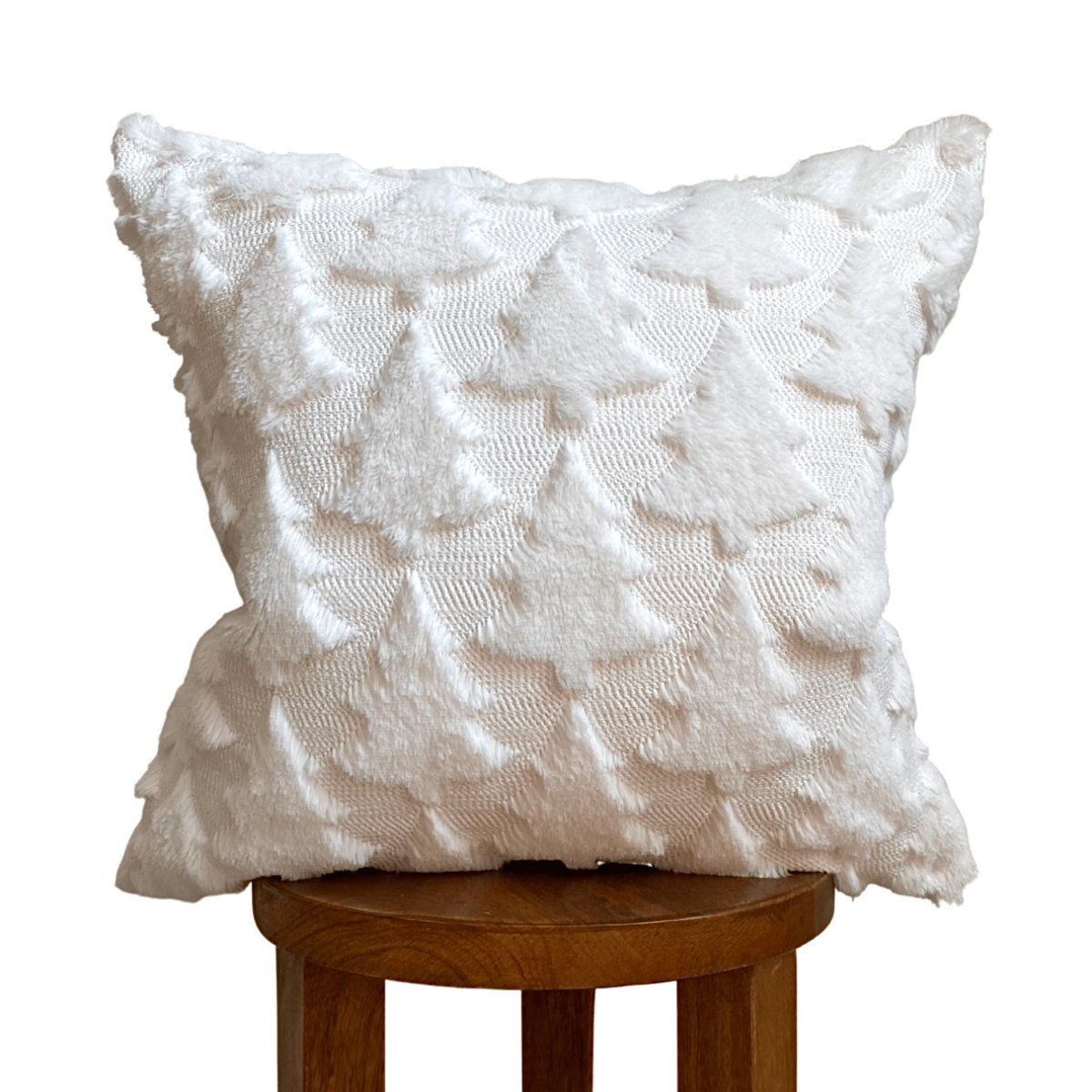 Busa Designs White Fraser Fir Christmas Tree Throw Pillow Cover, 18x18"