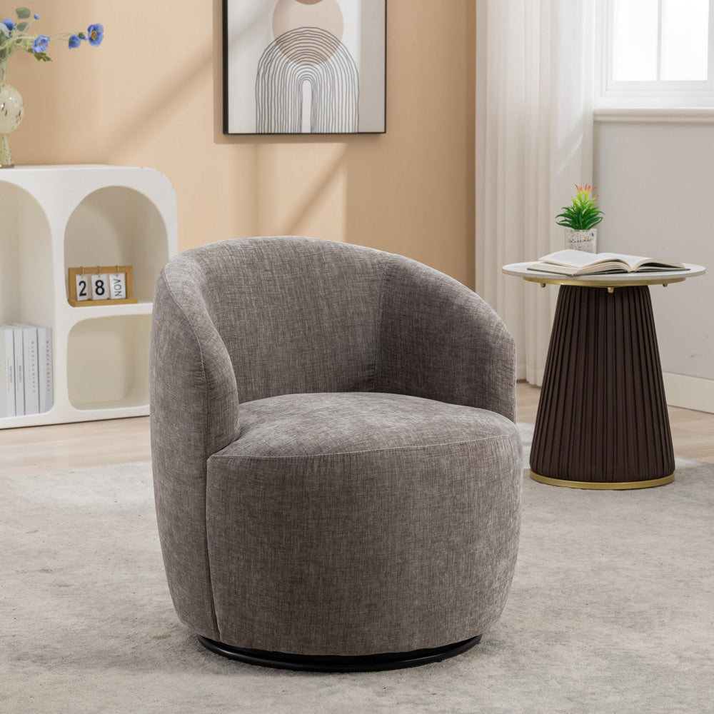 
                      
                        Chenille Swivel Accent Barrel Armchair, Gray
                      
                    