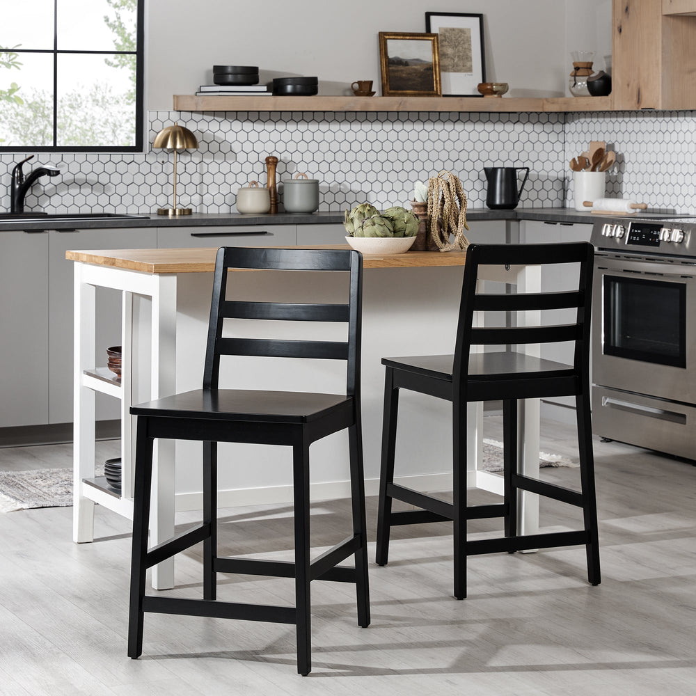 
                      
                        Erekson Solid Wood Ladder Back Bar Stool, Set of 2
                      
                    