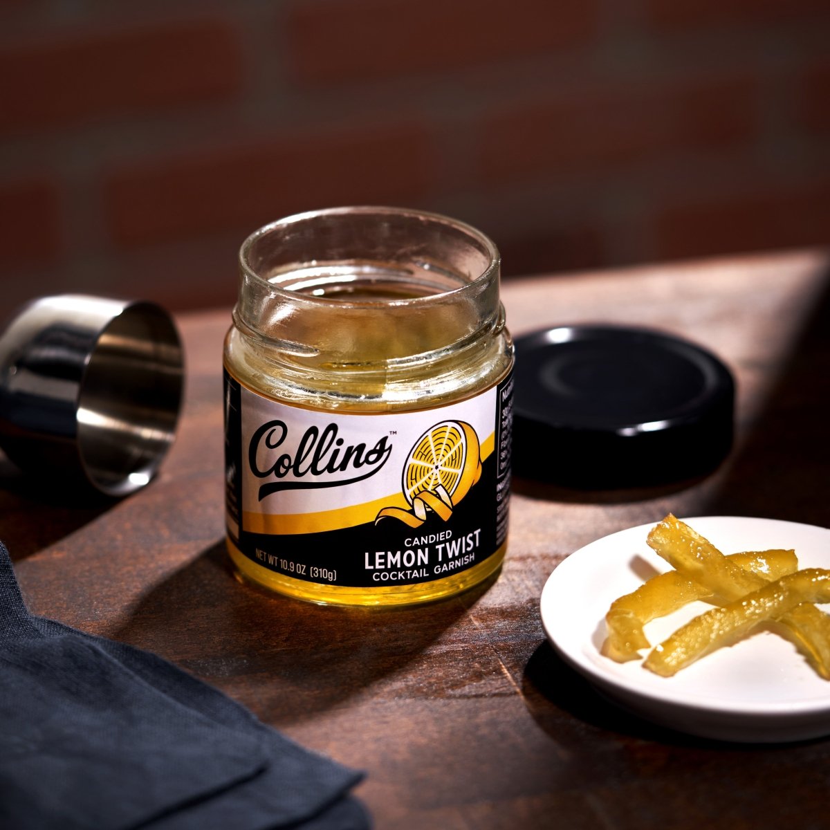 Collins Candied Lemon Twist in Syrup, 10.9 oz - lily & onyx