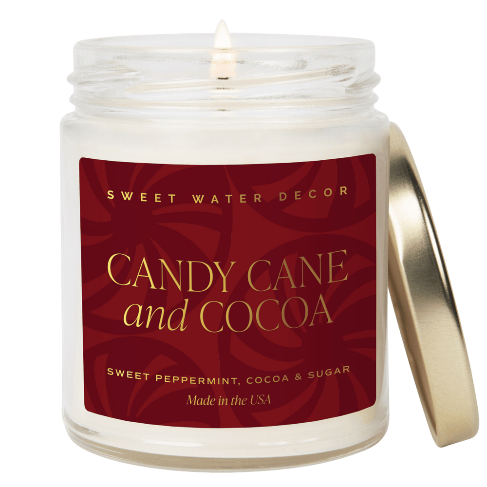 Sweet Water Decor Candy Cane and Cocoa Soy Candle - Clear Jar - 9 oz - lily & onyx