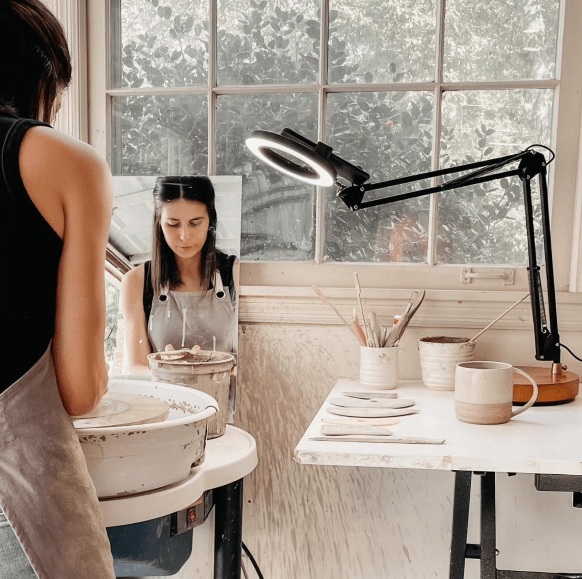 CANVAS Black Canvas Lamp with Weighted Wooden Base