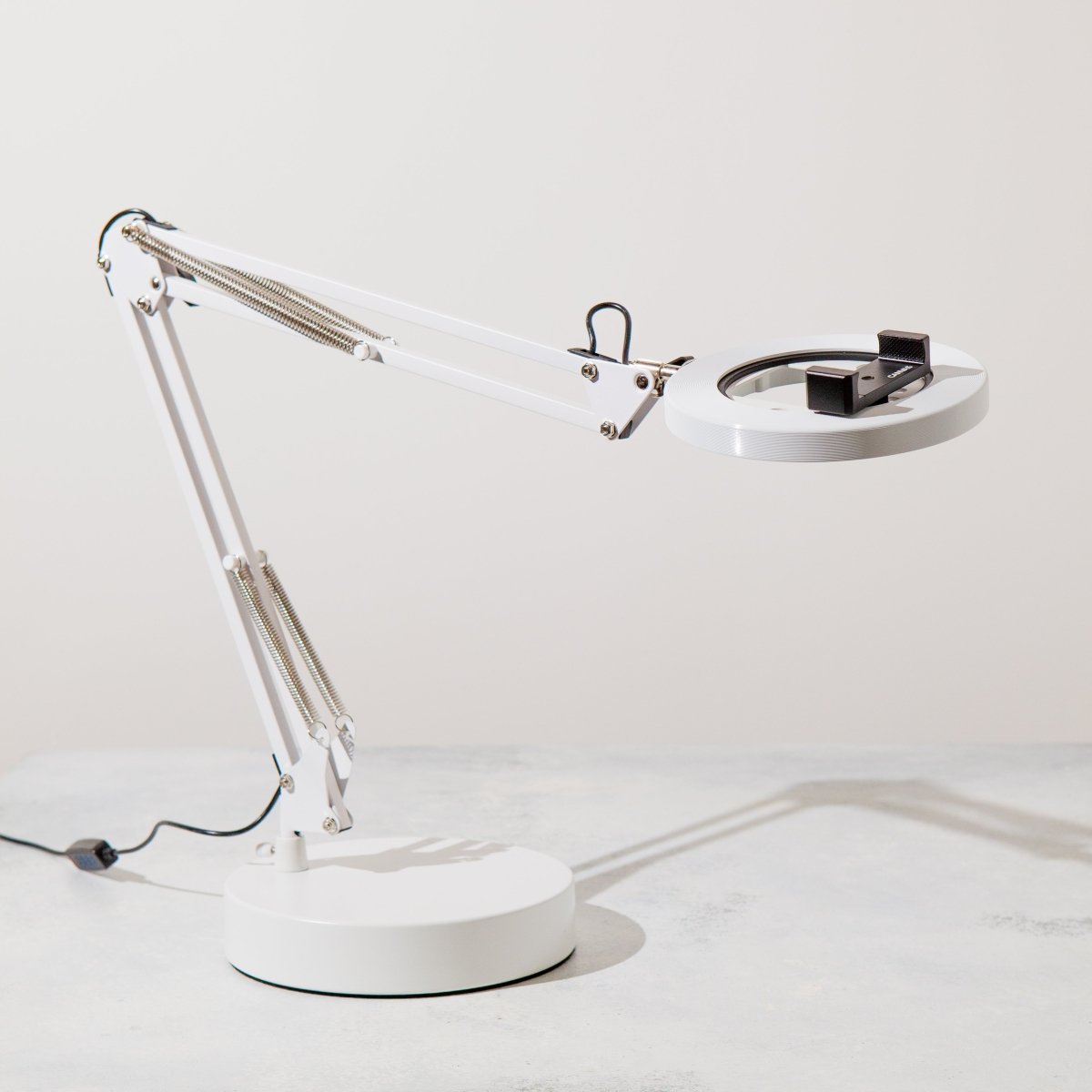 CANVAS White Canvas Lamp with Matte Metal Base