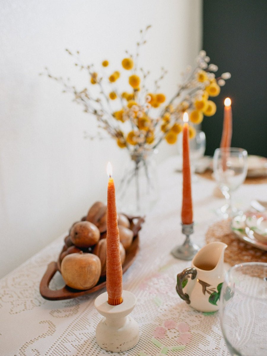 Happy Organics Carrot Beeswax Taper Candle - Set of 2