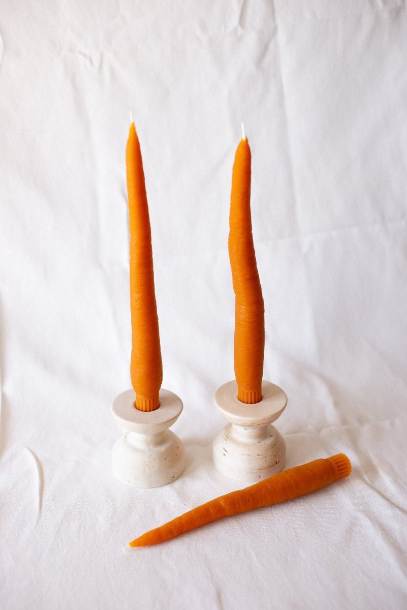 Happy Organics Carrot Beeswax Taper Candle - Set of 2 - lily & onyx