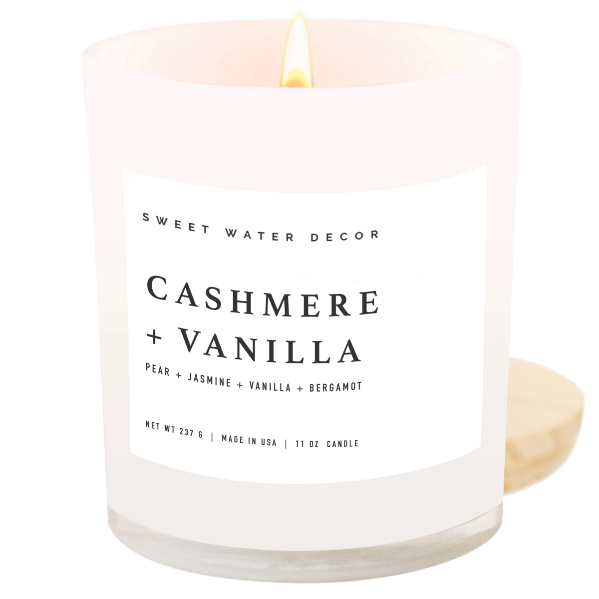 Sweet Water Decor Cashmere and Vanilla Soy Candle - White Jar - 11 oz - lily & onyx