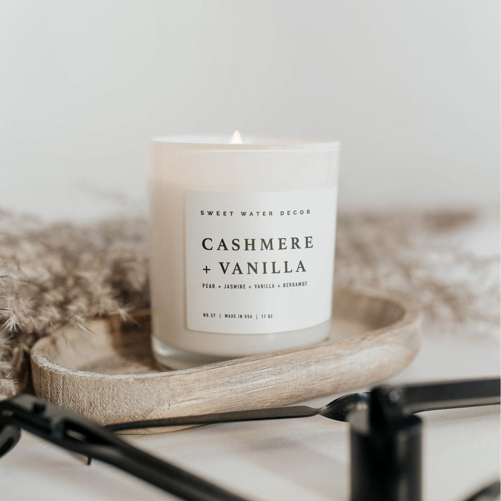 
                      
                        Sweet Water Decor Cashmere and Vanilla Soy Candle - White Jar - 11 oz - lily & onyx
                      
                    