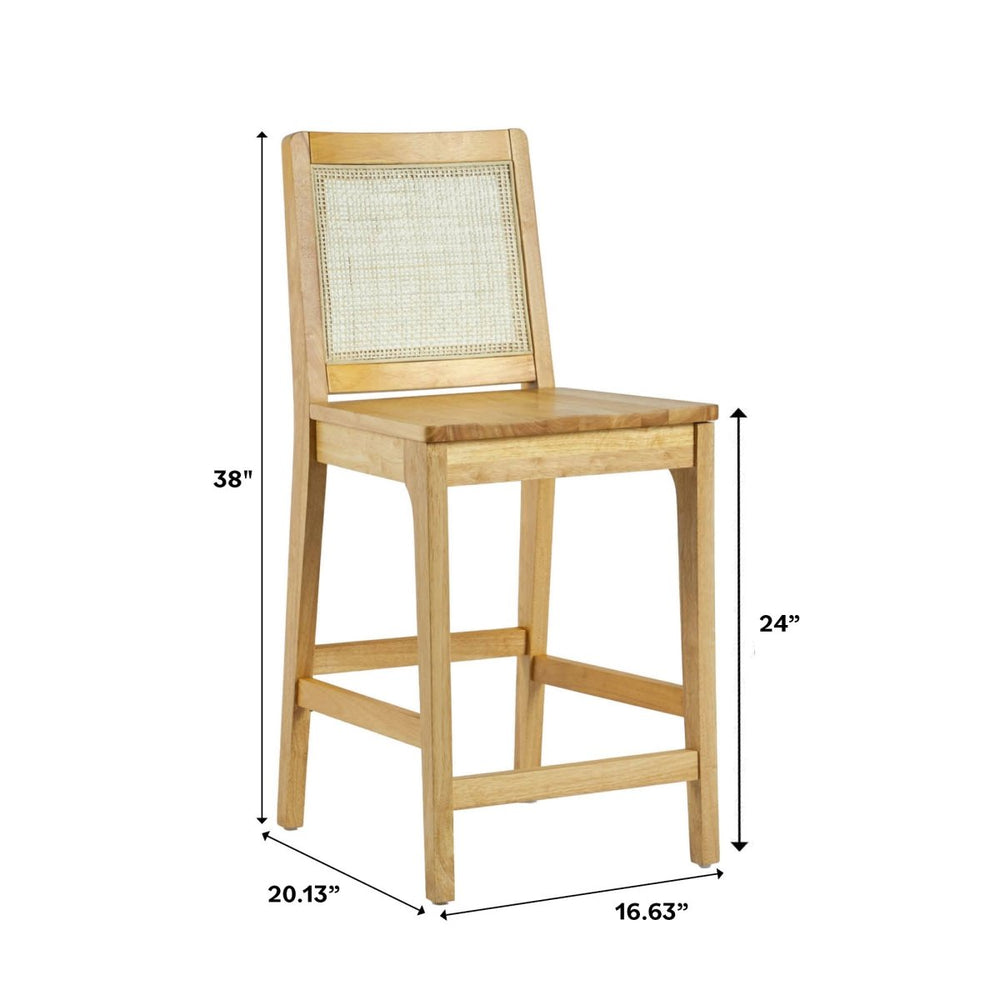 
                      
                        Walker Edison Catalina Solid Wood Bar Stool with Rattan Back Insert, Set of 2 - lily & onyx
                      
                    