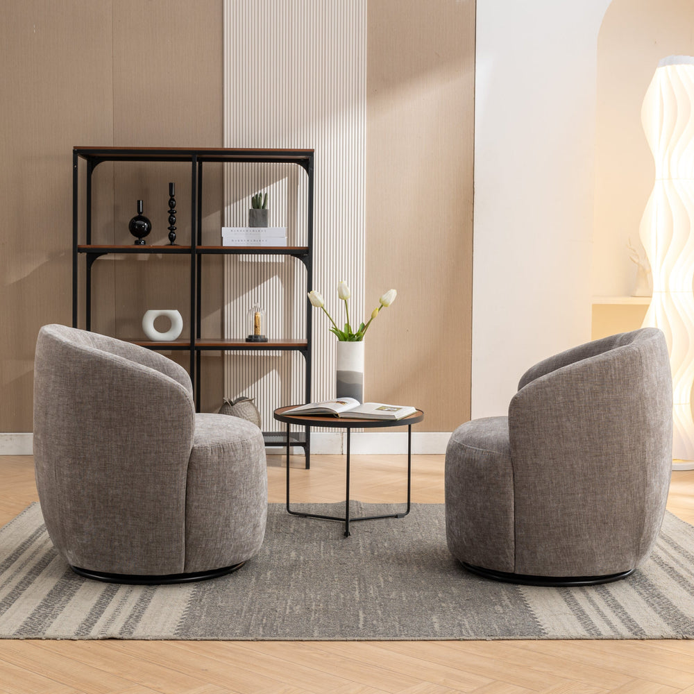 
                      
                        Chenille Swivel Accent Barrel Armchair, Gray
                      
                    