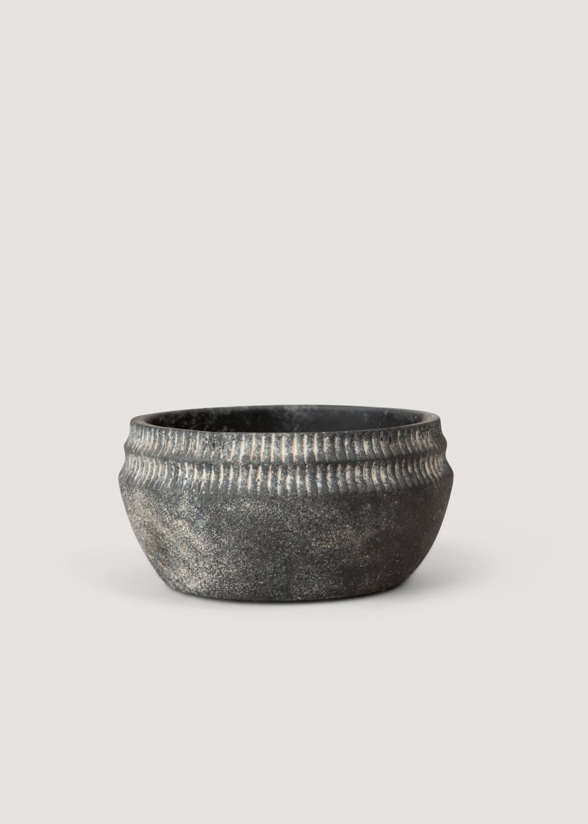 Afloral Cement Low Planter Pot with Patina Finish - 6