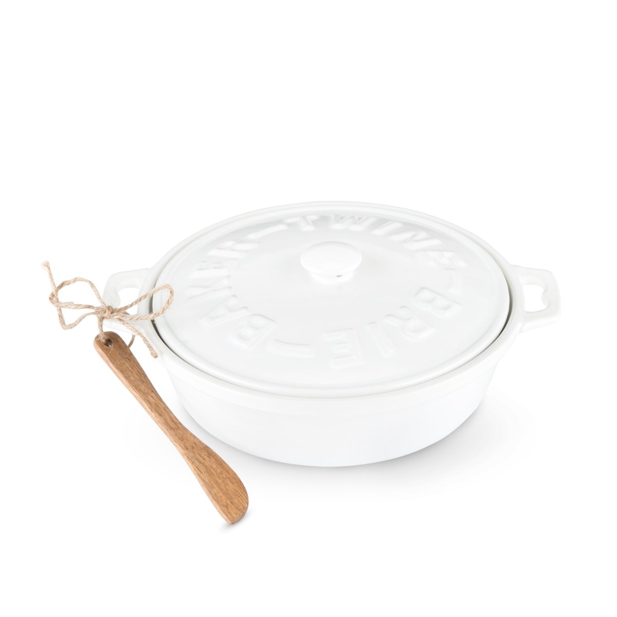 Twine Living Ceramic Brie Baker & Acacia Wood Spreader Set - lily & onyx