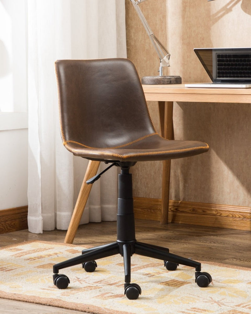 
                      
                        Walker Edison Cesena Faux Leather 360 Swivel Air Lift Office Chair, Antique Brown - lily & onyx
                      
                    