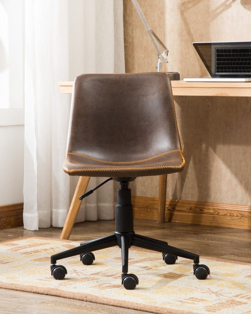 
                      
                        Walker Edison Cesena Faux Leather 360 Swivel Air Lift Office Chair, Antique Brown - lily & onyx
                      
                    