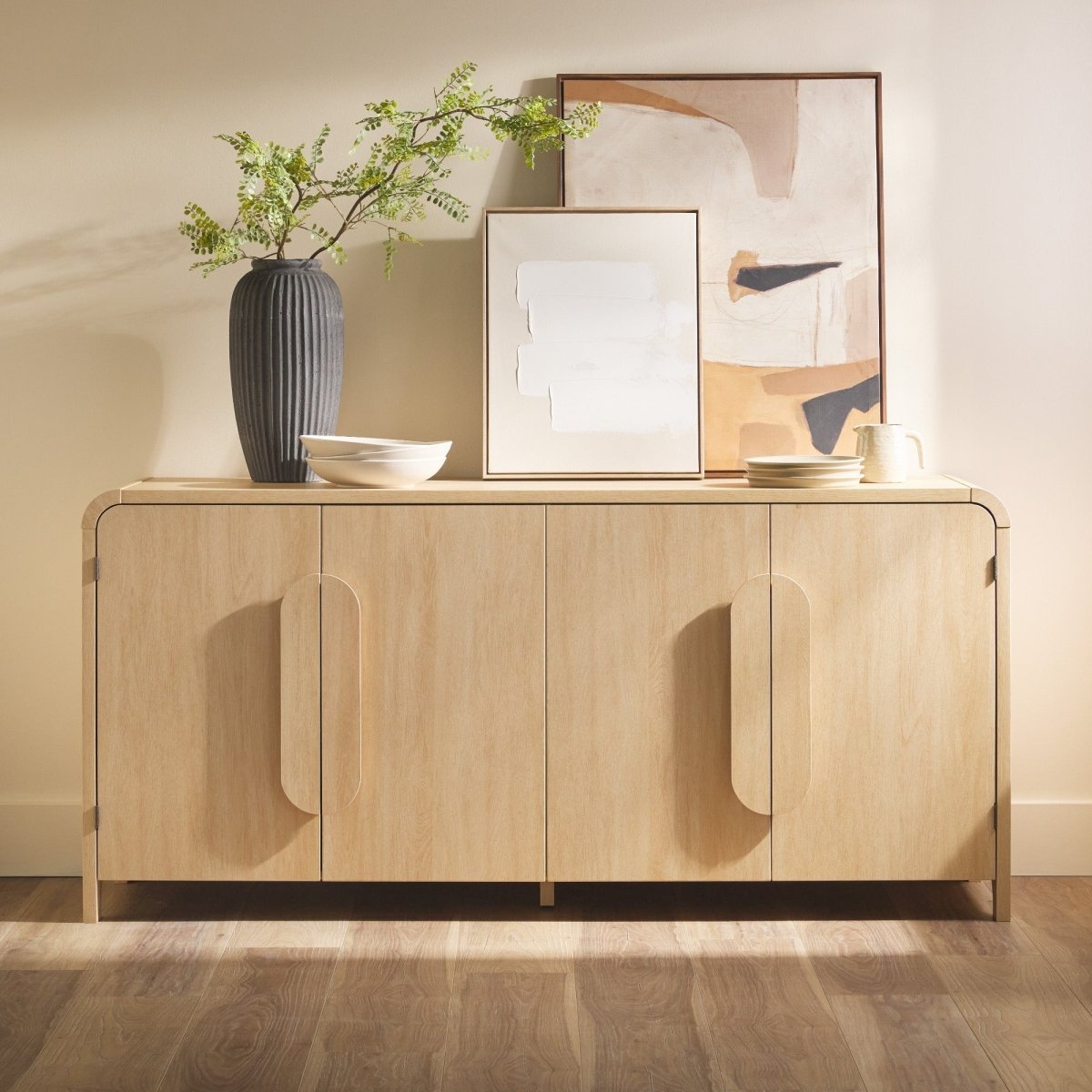 Walker Edison Chantelle 64" Modern Curved Buffet Sideboard & TV Stand - lily & onyx