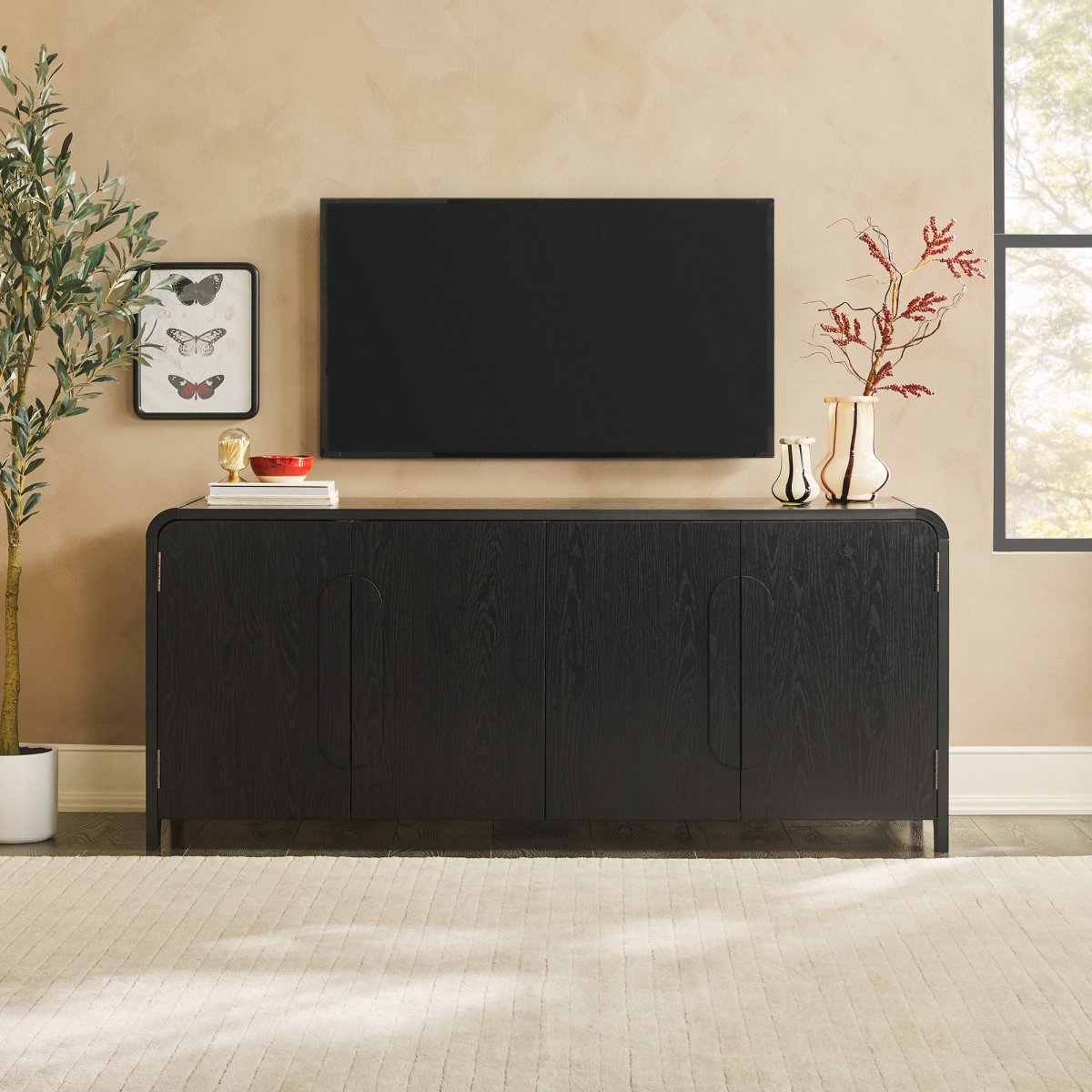 Walker Edison Chantelle 64" Modern Curved Buffet Sideboard & TV Stand - lily & onyx