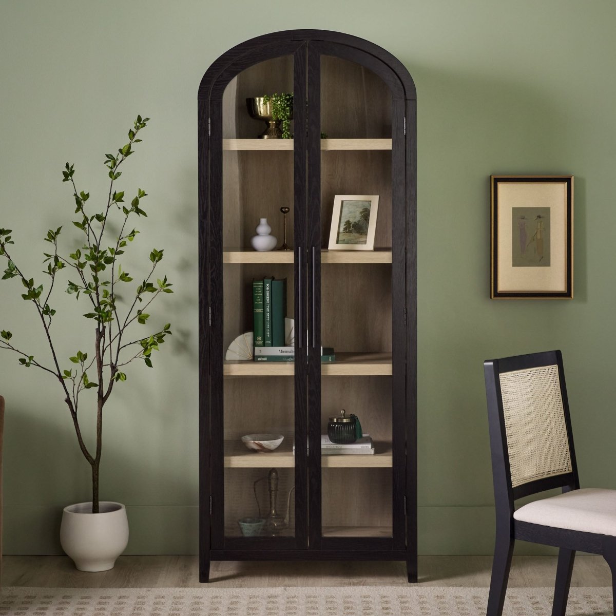 Walker Edison Chantelle Modern Arched Bookshelf with Glass Doors - lily & onyx