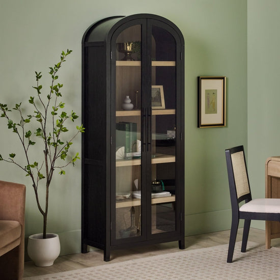 Walker Edison Chantelle Modern Arched Bookshelf with Glass Doors - lily & onyx