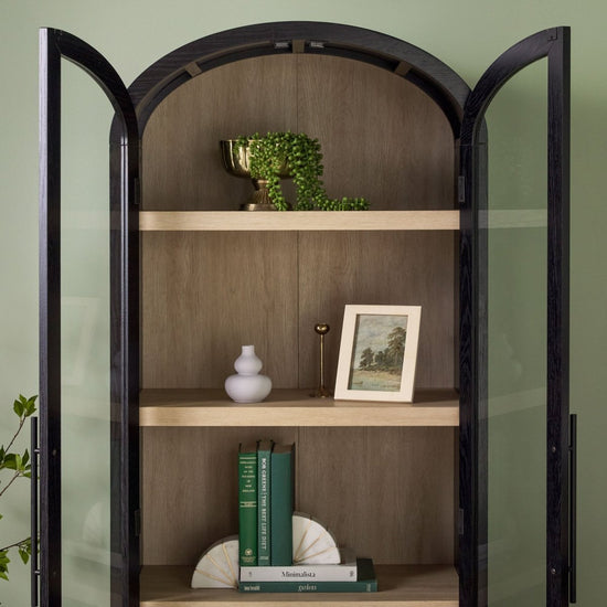 Walker Edison Chantelle Modern Arched Bookshelf with Glass Doors - lily & onyx