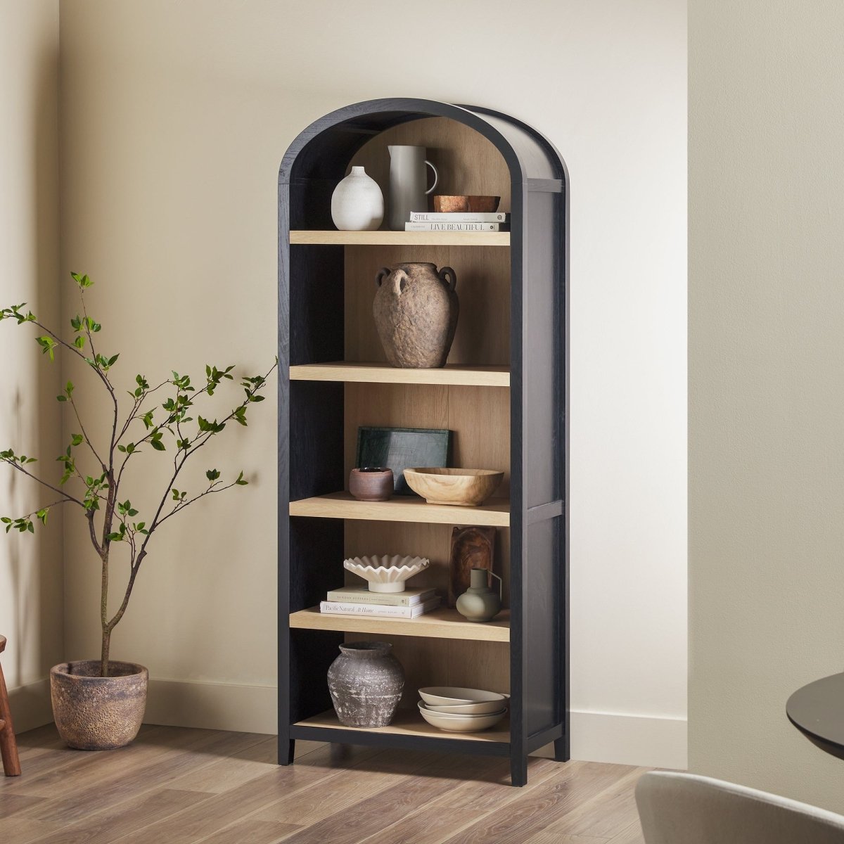 Walker Edison Chantelle Modern Arched Bookshelf with Open Shelves - lily & onyx