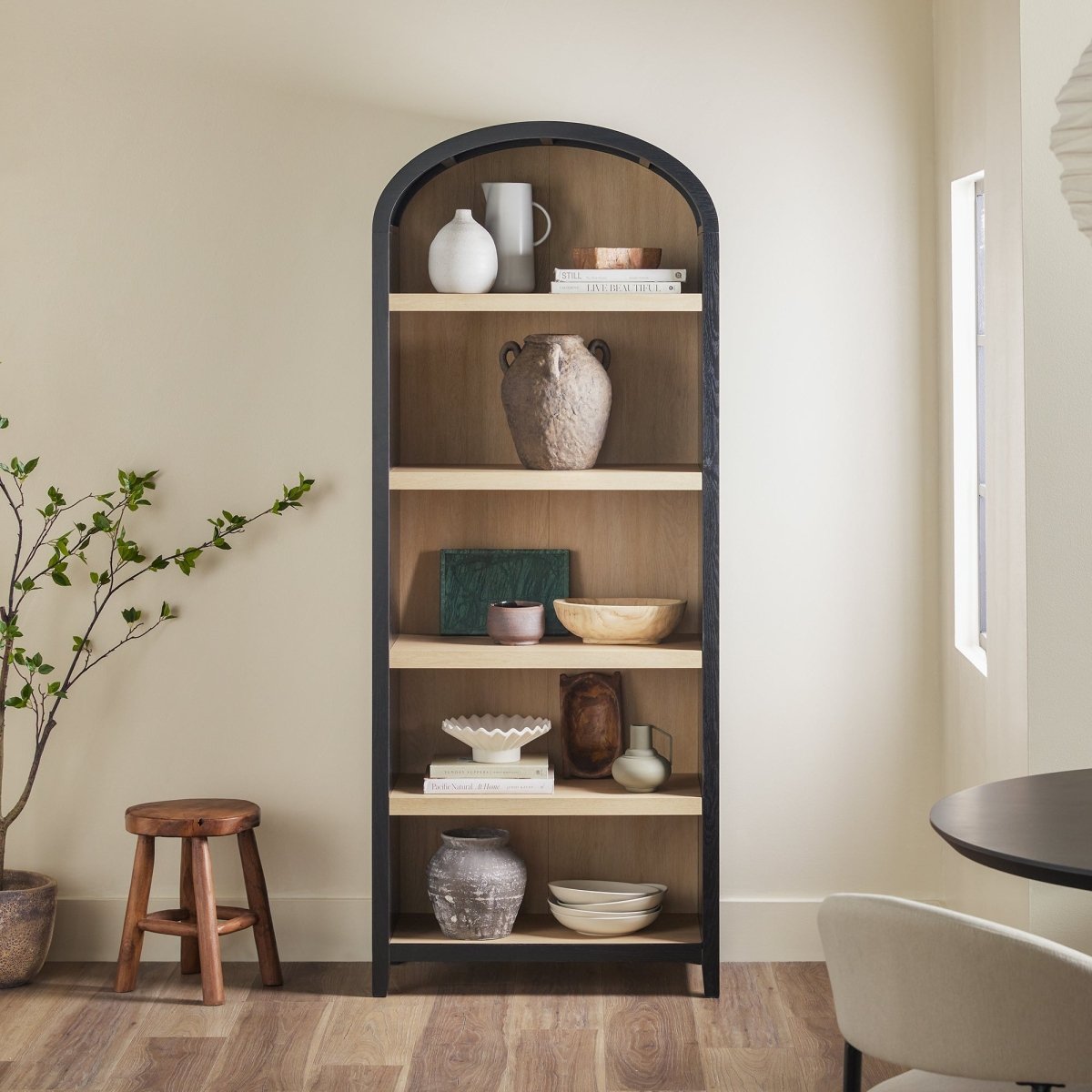 Walker Edison Chantelle Modern Arched Bookshelf with Open Shelves - lily & onyx