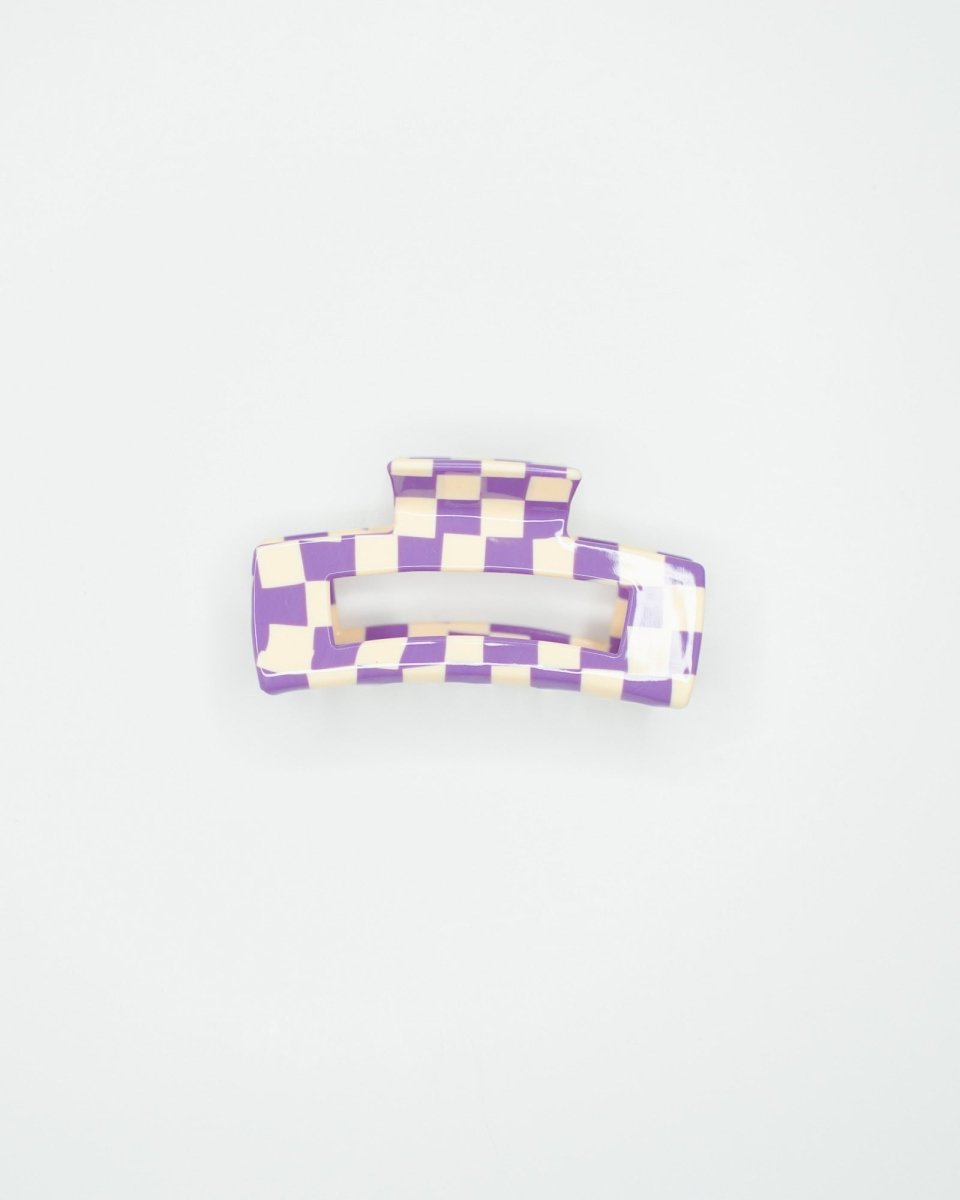 Denim & Daisy Checker Hair Claw Clip | Lavender - lily & onyx