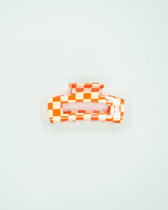 Denim & Daisy Checker Hair Claw Clip | Orange - lily & onyx