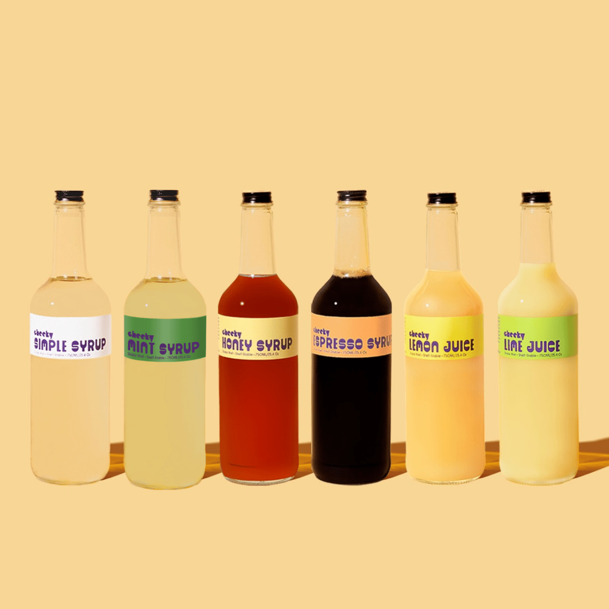 Cheeky Cocktails Cocktail Syrup Set - 6 Essential Bar Syrups & Fresh Citrus Juices