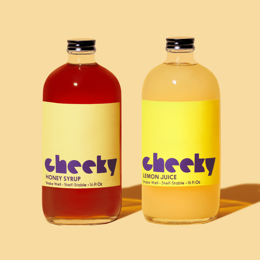 Cheeky Cocktails Gold Rush Cocktail Syrup Set - Honey Lemon Bourbon Mixer (4oz/16oz)