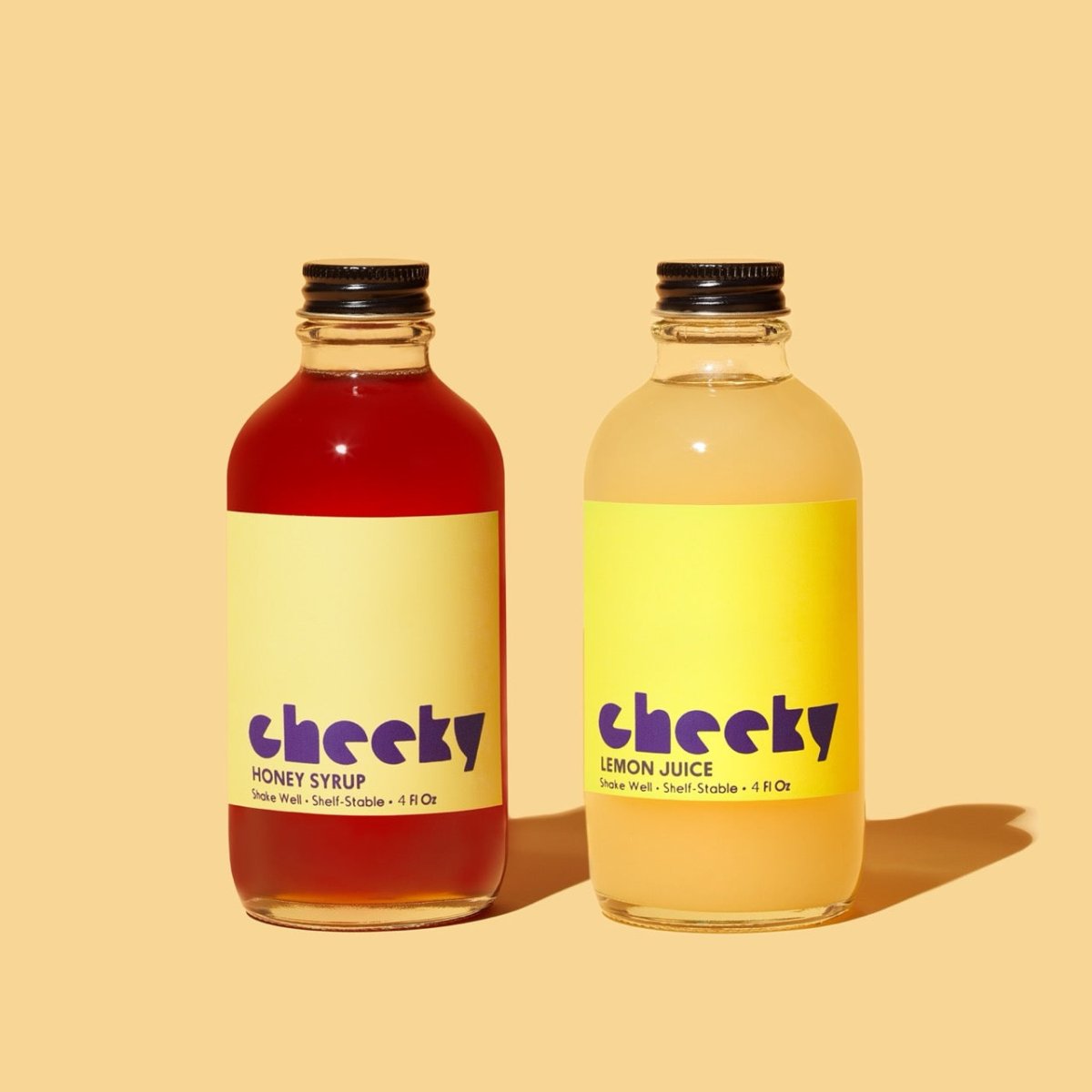 Cheeky Cocktails Gold Rush Cocktail Syrup Set - Honey Lemon Bourbon Mixer (4oz/16oz)