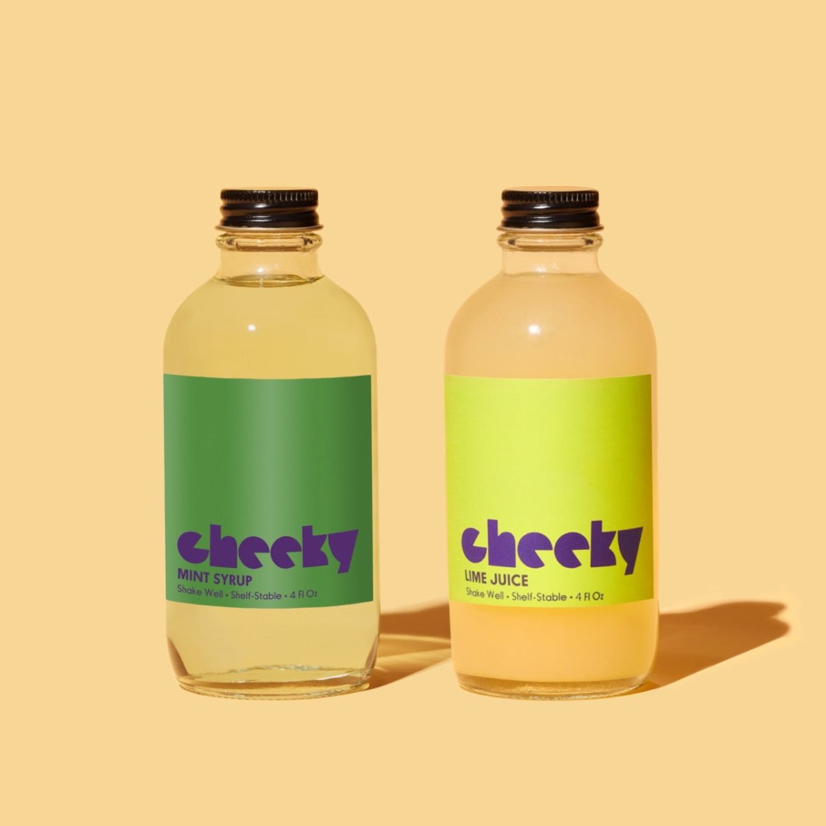 Cheeky Cocktails Mojito Mixer Set - Mint Syrup & 100% Lime Juice | 4oz/16oz