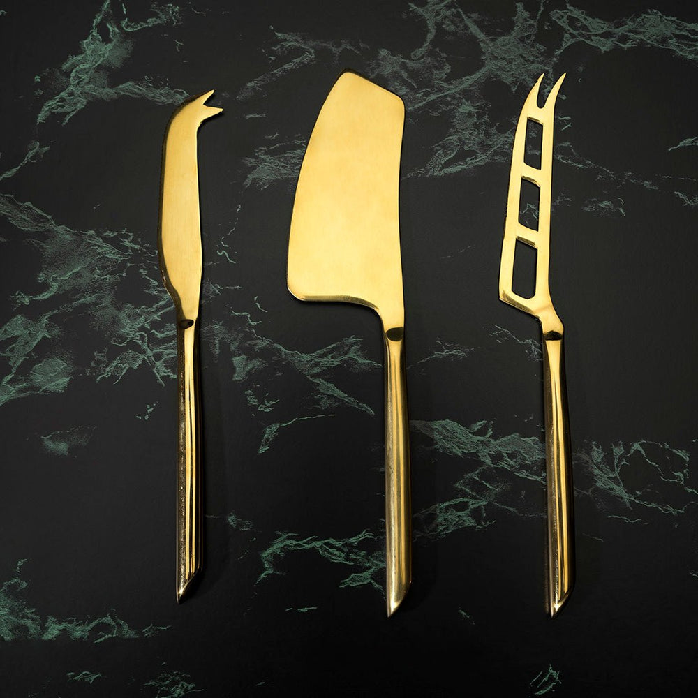 Viski Cheese Knives in Gold, Set of 3 - lily & onyx