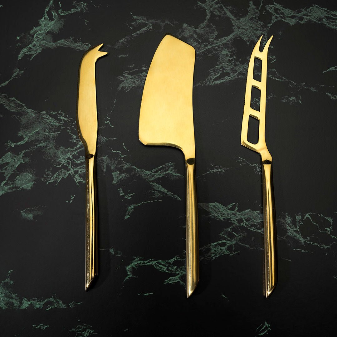 Viski Cheese Knives in Gold, Set of 3 - lily & onyx