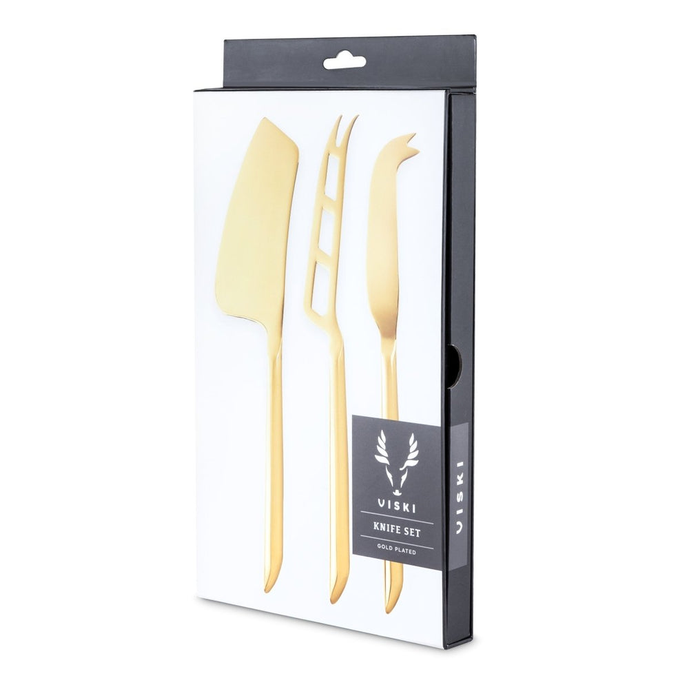 
                      
                        Viski Cheese Knives in Gold, Set of 3 - lily & onyx
                      
                    