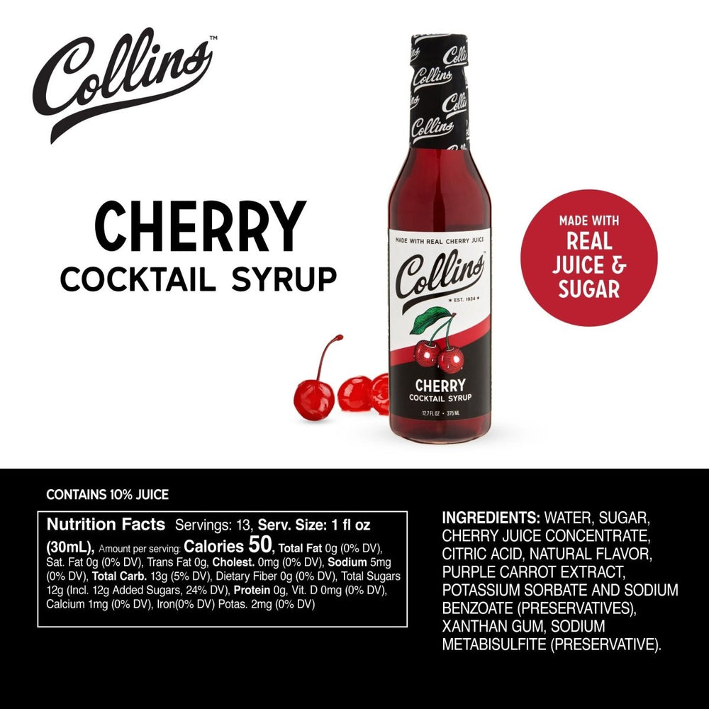 
                      
                        Collins Cherry Cocktail Syrup, 12.7 oz - lily & onyx
                      
                    
