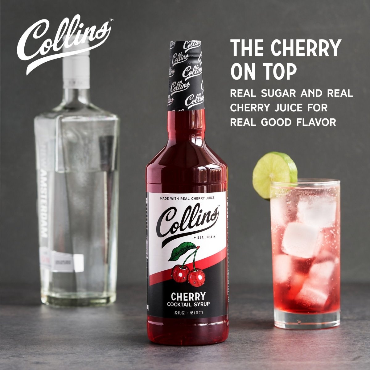 Collins Cherry Cocktail Syrup, 32 oz - lily & onyx