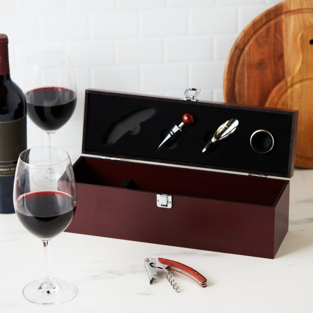 True Cherry Single Bottle Box & Wine Tool Gift Set - lily & onyx