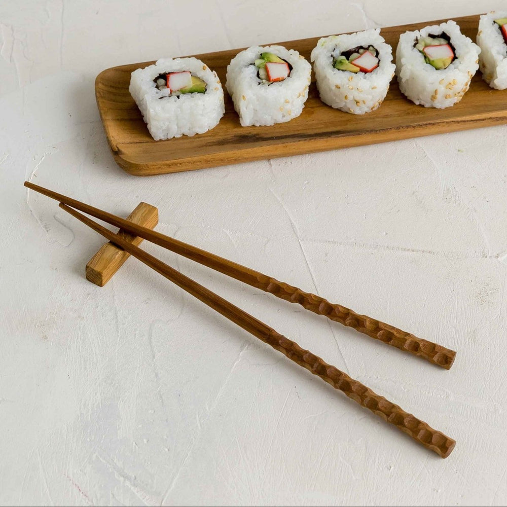 texxture Chiku™ Teak Chiseled Chopsticks - lily & onyx